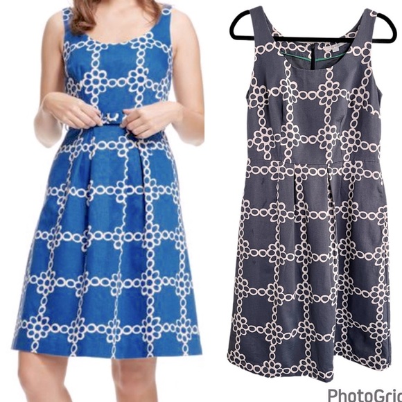 Boden Ava Dusty Blue Gray Daisy Chain Dress Size 8 Long